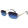 Populares Gafas de Sol Cuadradas Sin Marco con Borde Cortado para Mujer, Montura Metálica Fina Gafas Decorativas, Estilo Callejero Modernas Gafas de Sol Degradadas