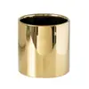 Vaso de cerâmica galvanizado, popular, cilíndrico reto, dourado, redondo, simples, de metal, leve, luxuoso, para arranjos florais, em plástico, estilo nórdico.