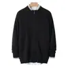 Cárdigan 100% Lana para Hombre Cuello Semi Alto Cremallera Negocio Otoño/Invierno Nuevo Bloque de Color Suéter de Punto Casual Capa Base Ropa Exterior