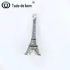 Fornecimento Exclusivo Transfronteiriço de Acessórios DIY de Liga de Zinco Prateado do Tibete, Ornamentos da Torre Eiffel de Paris, Chaveiros, Colares, Acessórios de Joalheria por Atacado