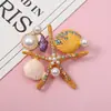 Broche Retro de Estilo Nuevo Europeo y Americano de Estrella de Mar y Concha, Pin de Moda para Chaqueta de Traje de Lujo Ligero para Mujer, Broche Marino