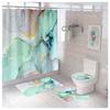 Cortina de Ducha Exquisita con Degradado de 4 Piezas Cortina de Baño Moderna Minimalista Azul-Verde Decoración Artística para el Baño con Ganchos