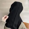 Pantalones de pierna ancha con estampado de espiga para mujer, nuevo estilo otoño e invierno 2026, de lana tejida de cintura alta, forro polar, caídos, rectos, negros