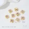 Contas Espaçadoras de Trevo de Quatro Folhas Rombus de Zircônia Colorida Banhadas a Ouro 14K que Preservam a Cor com Furo para Montagem de Pulseira Colar DIY