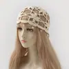 Sombrero Tejido con Enredaderas y Flores Entrelazadas Color Sólido Colgante de Perla Turbante Retro Sombrero Versátil de Malla Calada