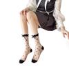 Calcetines Personalizados, Calcetines de Seda con Lazo Personalizado para Mujer, Verano Ultra-Delgados Transparentes de Encaje de Cristal Lunares Hada