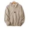 Chamarra con capucha de polar transpirable con cierre y diseño de ondas, top raglán estilo otoño para hombre y mujer 13360