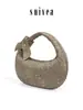 Bolso grande de ante tipo dumpling, bolso de mano tejido a mano y anudado, bolso de hombro de alta gama para fiesta, bolso de axila, bolso de mano