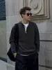 Suéter de Punto con Bloques de Color, Cuello Henley y Botones para Hombre, Otoño e Invierno, Cálido, Holgado, Casual, Vintage, Prendas de Punto Versátiles