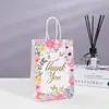 Bolsa de mão estampada com bronzear bolsa de presente com flores bolsa de embalagem para compras bolsa de papel kraft atacado