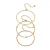 Set de Cadena de Cuentas de Acero Inoxidable con Zirconia Multicolor Transfronterizo, Pulsera de Clip de Papel Serpiente Figaro Ajustable de Moda para Mujer