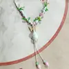 Collar con colgante de campana de mariposa de cerámica de estilo étnico retro para mujer, diseño nuevo y moderno, cadena larga para suéter, accesorios