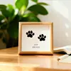 Porta-Retrato Comemorativo de Madeira com Pegada de Animal Pegada de Pata Pegada de Mão Pegada de Pata Gato e Cachorro Almofada de Tinta Lavável Não Gruda na Tinta