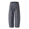 Marca de Moda Americana Nicho Alta Gama Silueta Diseño Plisado Pierna Ancha Espada Pantalones de Hombre Estilo Perezoso Sueltos Casuales