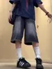 Shorts de Mezclilla Crop Negros y Grises para Mujer Verano Nuevo Retro Americano de Cintura Alta Holgados de Pierna Ancha Rectos Ajustados de Longitud Media
