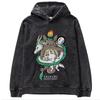 Sudadera con Capucha Oversize Lavada Vintage Estampado Vintage Retro de Dibujos Animados Japoneses