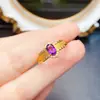 Anillo Popular de Amatista Natural al por Mayor de Fábrica Plata S925 Incrustado Piedra Principal 4*6 Joyería de Lujo Venta Directa de Fábrica