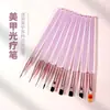 Pintura para Uñas Japonesa Transparente Morada Pluma Pincel Set de Líneas para Dibujar Herramienta Especial para Manicura con Luz Difuminada Pluma Especial para Uñas