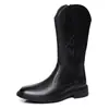 2025 Nuevo Estilo Botas Vaqueras Occidentales Botas Martin Tendencia Zapatos para Hombre Suela Gruesa Ropa de Trabajo Botas con Cremallera Retro Botas de Caña Alta de Cuero para Hombre