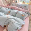 Juego de Cama de Cuatro Piezas de Terciopelo de Leche Clase A Funda de Edredón Doble Cara Sábana Invierno Acolchado Más Terciopelo Funda de Edredón de Terciopelo Coral Juego de Cama de Tres Piezas 4