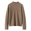 Suéter de Cashmere Feminino Baicaierong Outono/Inverno 2026 com Barra Rebatida e Gola Semi-Alta, Tricô de Lã com Design Versátil