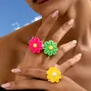 Anillo de Resina con Flor de Lana Simulada de Color Caramelo Creativo Personalizado de Moda Nueva Transfronterizo Amazon