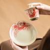 [Liquidación] Tazón de Cerámica con Tapa de Herradura Cultural y Creativa de Dunhuang, Juego de Té de Cerámica, Tazón de Té de Tres Talentos con Tapa, Tazón de Té Antiescaldante