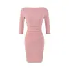 Vestido feminino de um ombro com mangas de sete quartos, estilo delicado, novo estilo outono, elegante, modelador, sexy, saia curta justa ao corpo