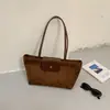 Bolsa Feminina Multi Frutas Estilo Pequena Fragrância Bloco de Cores Camurça Bolsa Tote Outono/Inverno 2026 Nova Retro Versátil Bolsa de Mão Ombro