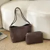 Bolsa de Mão Tecida Texturizada da Moda para o Dia a Dia Bolsa de Balde Retrô Nova para Mulheres Bolsa de Ombro Único