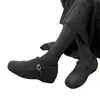 Sapatos de pelúcia cinza com aumento de altura para mulheres, sapatos para uso externo, coleção Outono/Inverno 2026, combinam com saias, sapatos Mary Jane single