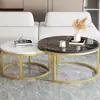 Mesa de centro moderna minimalista de lujo ligero para sala de estar, adecuada para casas pequeñas, estilo nórdico, mesa auxiliar redonda extensible para sofá