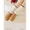Calcetines de punto a rayas color beige rombos cálidos calcetines afelpados otoño e invierno calcetines de tubo combinables Y2k chicas populares cubrepiernas de color de contraste