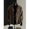 Popular en Internet Mismo Estilo camisa a cuadros vintage para hombre estilo Otoño e Invierno estilo Japonés camisa de manga larga chaqueta interior