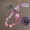 Menina Apimentada Urso Rosa e Preto Coração Menina Fofa Corrente de Contas Chaveiro Ins Corrente para Pendurar Corrente de Celular Doce Cool Cordão Anti-Queda para Meninas