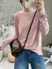 La primavera no está tardía. Camiseta de otoño para mujer de manga larga con rayas de algodón y colores contrastantes, hipoalergénica, transpirable, top de cuello redondo