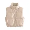 Moda Feminina 2026 Transfronteiriça Europeia e Americana Novo Outono/Inverno Colete Curto Quente de Couro Sintético com Gola Alta