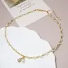 Collar de Acero de Titanio con Perlas de Cacahuete Completamente Diamantado, Diseño de Nicho de Lujo Ligero, Collar de Gama Alta, Clavícula Moderna y Versátil