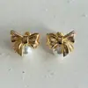 Pendientes de Perlas con Lazo Estilo Francés, Simples y Lujosos, de Gama Alta, Elegantes, Modernos, Versátiles y con Diseño con Estilo para Mujeres