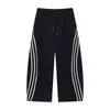 Mtlclothes Roupa Masculina Estilo College Retro Gola Azul Marinho Cor Contrastante Elegante Listrado Versátil Casual Terno Tendência