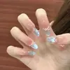 Venta Caliente en Douyin Uñas Portables Largas Francesas Arte de Uñas Hecho a Mano Uñas Puntiagudas Deseo Puro Producto Terminado de Gama Alta Transfronterizo Ojo de Gato Almendra