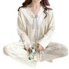Pijama transfronteiriça feminina 2024 primavera e outono nova doce vento de princesa manga comprida plus size 200kg conjunto de roupa de casa