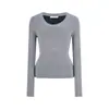 Camiseta interior de forro polar gruesa de una pieza, suéter de punto ajustado de manga larga con cuello redondo, top casual adelgazante para mujer