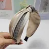 Nueva Diadema de Houndstooth Anudada para Mujer con Borde Ancho Cadena de Diamantes para Lavarse la Cara, Diadema Exterior Versátil para Salir, Estilo Coreano Retro para Mujer
