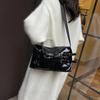 Bolso de Hombro Cruzado para Mujer, Estilo Coreano Simple, Color Sólido Brillante Suave, Hebilla de Cuero Decorativa, Moderno, Genial, con Texto