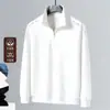 Sudadera de Alta Gama para Hombre Otoño e Invierno 2025 Nueva Camiseta Casual de Manga Larga Color Sólido Cuello Alto Media Cremallera Versátil Camiseta Básica