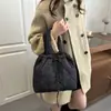 Bolso de Hombro Bordado de Algodón de Moda Estilo Coreano Nuevo Bolso Tote Casual de Gran Capacidad Bolso Cubo Plegable Versátil para Mujer