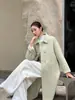 Nuevo abrigo de cachemira de doble cara para otoño e invierno para mujer, con cuello de muñeca, sencillo de longitud media, grueso, holgado, adelgazante, abrigo de lana