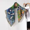 Pañuelo Cuadrado de Algodón Estilo Pintura al Óleo con Estampado de Arte Vintage, Pañuelo de Seda Decorativo Suave y Versátil, Nuevo Pañuelo de Cuello de Moda para Mujer