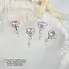 Accesorios Populares para Uñas con Borlas de Aleación y Diamantes Rosas, Colgante de Mariposa y Corazón de Plata Ultrabrillante de Lujo Ligero, Accesorios para Uñas Portátiles
